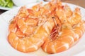 Steamed shrimp in a white plate Royalty Free Stock Photo