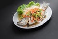 Steamed snapper Fish in soy Sauce. Thai foods