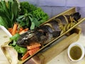 Steamed fish in bamboo, Thai food