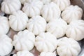 Steamed stuff bun or salapao on green background Royalty Free Stock Photo