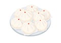 Steamed stuff bun in the plate or chinese new year`s cake or year cake, steamed stuff bun,dim sum is a food prepared from glutinou Royalty Free Stock Photo