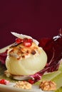 Steamed stuffed onions with goat cheese