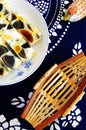 Steamed tricolor eggs - chinese ethnic dish Royalty Free Stock Photo