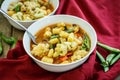 Steamed vegetables in a bowl on wooden table Royalty Free Stock Photo