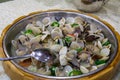 steamed whiteshell on the stainless dish