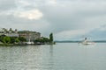 Steamer cruising on Lake Geneva close to Montreux, Switzerland