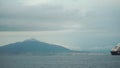 From the steamer window view to Sorrento, the Sea, Vesuvius volcano