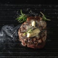 A steaming beef tenderloin steak is grilled Royalty Free Stock Photo