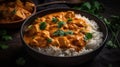 A steaming bowl of aromatic Indian chicken curry, with tender chunks of chicken in a rich and creamy sauce. Royalty Free Stock Photo