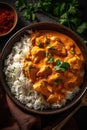 A steaming bowl of aromatic Indian chicken curry, with tender chunks of chicken in a rich and creamy sauce. Royalty Free Stock Photo