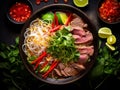 Steaming bowl of Pho Bo