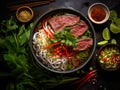 Steaming bowl of Pho Bo