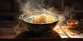 Steaming Bowl of Ramen - Comfort in a Bowl - Moody and Steamy - Japanese Noodle Art