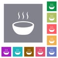 Steaming bowl square flat icons