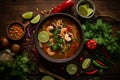 Steaming Bowl of Tom Yum Soup in Authentic Thai Kitchen