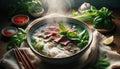 Authentic Vietnamese Pho Noodle Soup with Beef, AI Generated