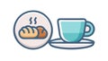 Steaming Bread and Coffee Cup Breakfast Illustration, vector design Generative AI Royalty Free Stock Photo
