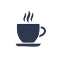 Steaming Coffee Cup on Saucer Silhouette Hot Drink Icon Royalty Free Stock Photo