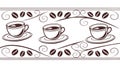 Steaming Coffee Cups Border Vector, Cozy Cafe Decoration, vector design Generative AI Royalty Free Stock Photo