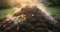 Steaming Compost Pile in a Backyard Garden Royalty Free Stock Photo