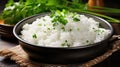 steaming cooked rice white