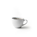 Cup of black coffee in a plain white ceramic mug sits against a Royalty Free Stock Photo