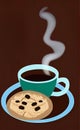 Steaming cup of coffee