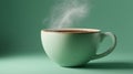 Steaming Cup of Coffee on Green Background Royalty Free Stock Photo