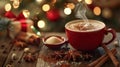 The steaming holiday coffee.AI generated image Royalty Free Stock Photo