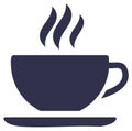 Steaming Cup of Coffee or Tea - Dark Blue Silhouette Icon of Hot Beverage in Mug Royalty Free Stock Photo