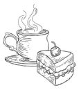 Cup of Tea and Cake Vintage Retro Style Royalty Free Stock Photo