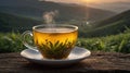 Aromatic Herbal Tea Enjoyed in the Mountains at Sunrise, Offering Serenity Royalty Free Stock Photo