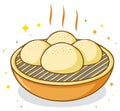 Steaming Delicious Dim Sum Bun Basket Illustration Royalty Free Stock Photo