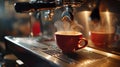The Coffee Machine in Action.AI generated image Royalty Free Stock Photo