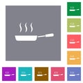 Steaming frying pan side view square flat icons Royalty Free Stock Photo