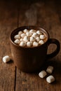 Steaming Hot Chocolate with Marshmallows on a Rustic Wooden Table AI-GENERATED Royalty Free Stock Photo
