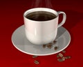 Steaming hot coffee