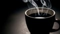 Steaming Hot Coffee in Black Cup Royalty Free Stock Photo