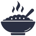 Steaming Hot Food in Bowl with Spoon Icon Vector Graphic Illustration Royalty Free Stock Photo