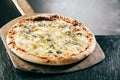 Steaming hot four cheeses Italian pizza Royalty Free Stock Photo