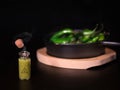 Steaming hot green chili sauce