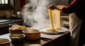 Steaming Hot Hand-Pulled Noodles for Chinese Lunar New Year Royalty Free Stock Photo