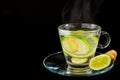 Steaming hot lemon and ginger water Royalty Free Stock Photo