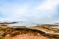 Steaming hot spring at Geysir hot spring area in Iceland Royalty Free Stock Photo