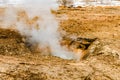 Steaming hot spring at Geysir hot spring area in Iceland Royalty Free Stock Photo