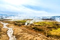 Steaming hot spring at Geysir hot spring area in Iceland Royalty Free Stock Photo