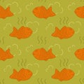 Steaming hot Taiyaki, Japanese fish-shaped cake or Bungeo-ppang seamless pattern background.