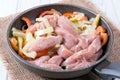 Steaming mixed vegetables in the rying pan