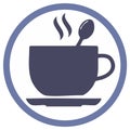 Steaming Mug of Hot Drink with Spoon Inside Circle Icon Royalty Free Stock Photo