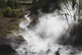 Steaming river in iceland sunshine, near Geysir